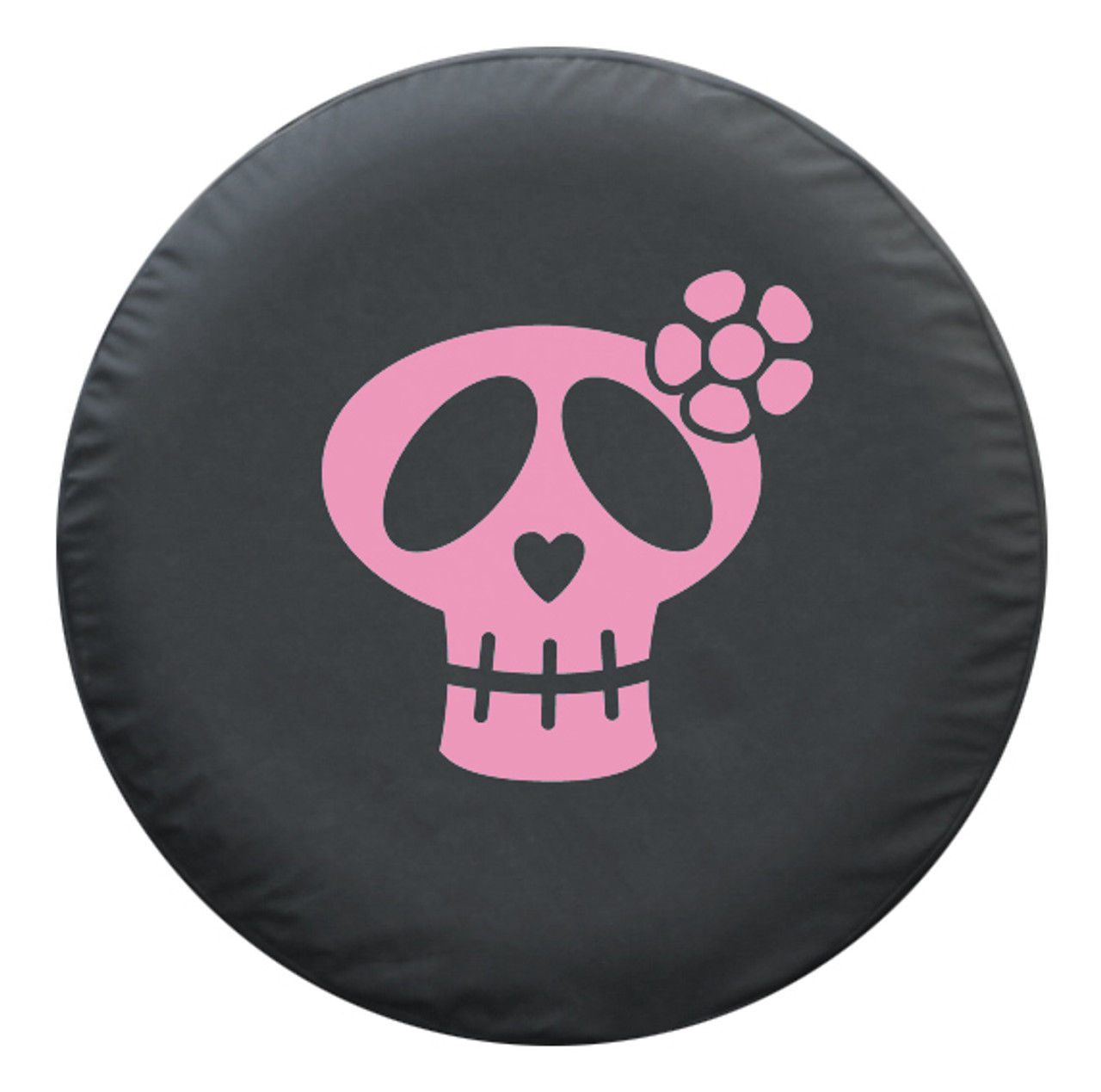 soft spare tire cover with pink girly skull print