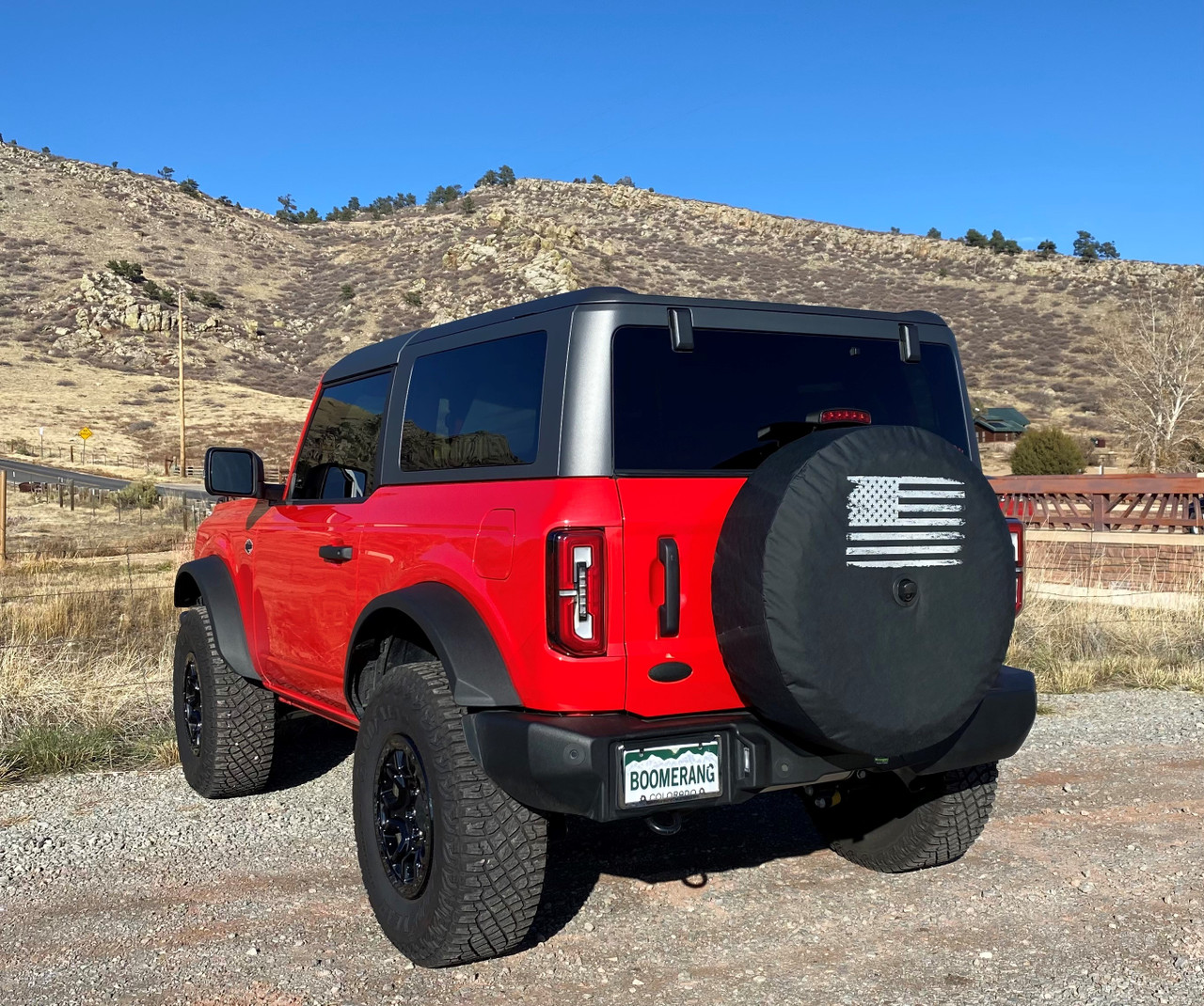  red Ford Bronco 2-door SUV parked outdoors