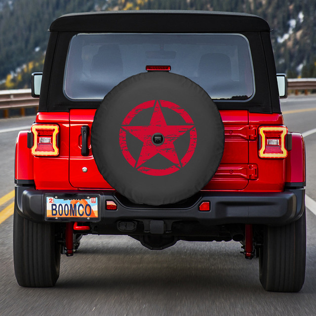 red Jeep Wrangler JL with red star on tire cover